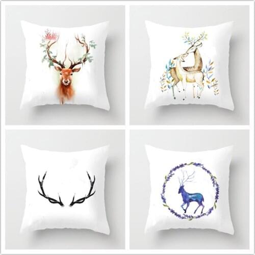45cm*45cm Wild Animals Deer Design Throw Cushion Cover Sofa Home Decor Square Pillowcase Livingroom