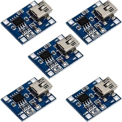 5pcs Micro/Mini USB 5V 1A 18650 TP4056 Lithium Battery Charger Module Charging Board Great Performance