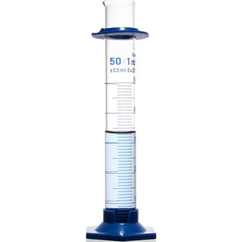 50mL Measuring Cylinder with Spout and Graduation with Plastic Heagon Base Laboratory Chemistry Equipment