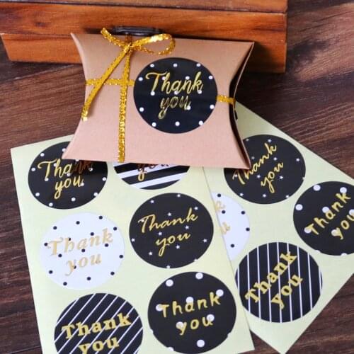 600pcs Retro Kraft Thank You Gold Stickers Creative Party Favor Bag Bakery Gift Sticker DIY Decorative Packaging Sealing Labels