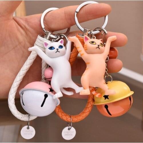 5 Colors Dancing Cat Keychain Cartoon Attractive Kitten Ornament Keyring Women Bag Pendant Funny Design Kids Girls Birthday Gift