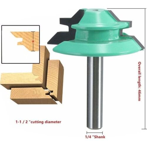 Woodworker Lock Miter Router Bit 45 Degree 1/4*1-1/2 Woodworking Drill Bit 6.35mm Shank Tenon Cutter Woodwork Milling Cutters