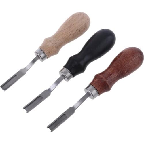 Oblique Blade Wood Handle Leather Edge Skiving Beveler Craft Leather Edge Cutter Trimmer Skiving Tool Leather Carving