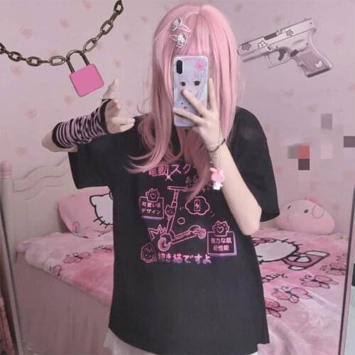 Футболка skateboard Print Harajuk Short Sleeve Kawaii TShirt Summer Women clothes Streetwear Top Gothic Aesthetic y2k Kpop Punk