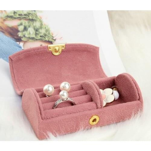 HOSENG Green White Pink Purple 4 Colors Available Flannel Ring Box Romantic Jewelry Arch Earrings Packaging Case HS_435