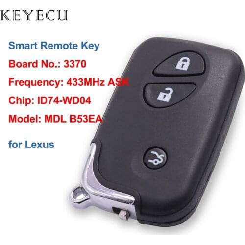 Keyecu Smart Remote Key for Lexus ES350 IS250 IS350 GS300 GS350 GS430 GS450H GS460 LS460 LS460 LS600H PCB 3370 Model: MDL B53EA