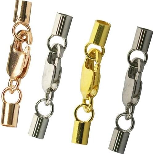 Beadsnice 925 Silver Leather Cord End Caps With Lobster Clasp Used for Leather Bracelet Handmade Jewelry Making Accessories