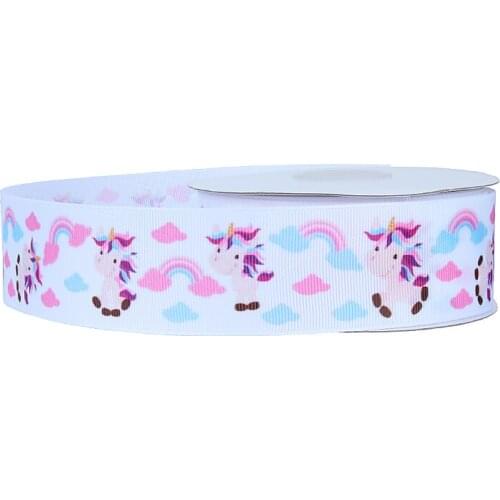 FLRA Ribbon (50yards/lot) 100% Polyester material cartoon unicorn printing grosgrain ribbon