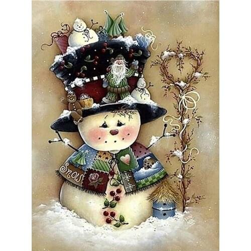 Little Snowman With Hat Diamond Painting Cartoon Round Full Drill Christmas Nouveaute DIY Mosaic Embroidery 5D Cross Stitch Gift