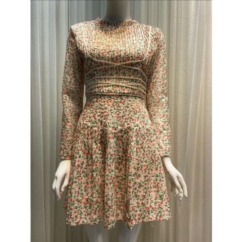 Fashion Women Dresses Floral Print Long Sleeve A-Line Mini Casual Dress Bohemian Beach Holiday Boho Robes Vestidos Korean Style