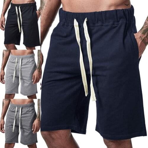 2021 Male Summer Beach Shorts Solid Color Drawstring Men Loose Pockets All Match Short Pants Casual Vintage Shorts for Fitness