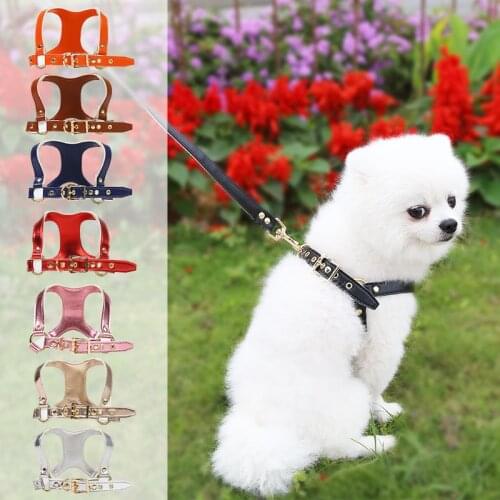 Synthetic Leather Dog Harness and Leash Set Traction Rope Collar Walking Vest Belt For Small Puppy Terrier Schnauzer Pet Cat
