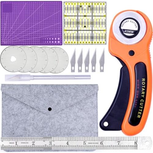 KAOBUY 6PCS Rotary Cutter Set With Cutting Mat Patchwork Ruler, Carving Knife, Professional leather Cutting Tools Set