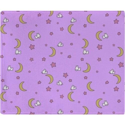Sailor Moon Blanket Bedspread Moon Bunnies Design Soft Coral Fleece Fabric Throw Blanket Sofa Bed Travel Blanket 58x80inch