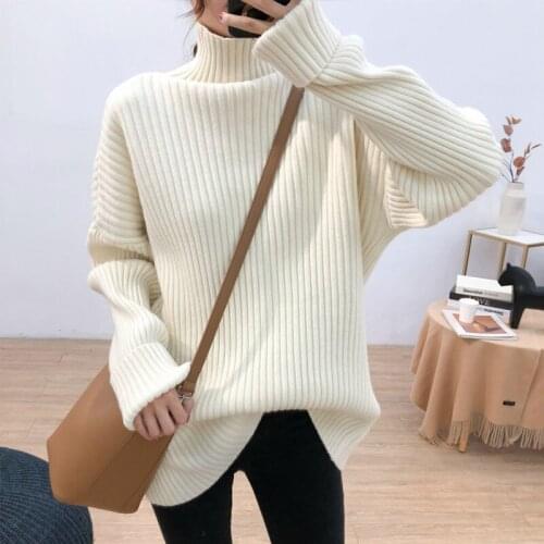 Autumn Winter Thick Knitted Jumper Pullovers Women Solid Long Sleeve Turtleneck Retro Sweaters Female Fashion Slim Sweater
