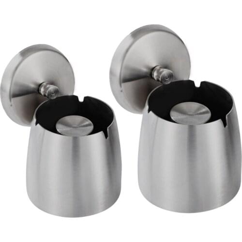Outdoor Indoor Stainless Steel Ashtray with Lid Cover Windproof Rainproof Non-Slip Cigarette Tray Box for Office Home