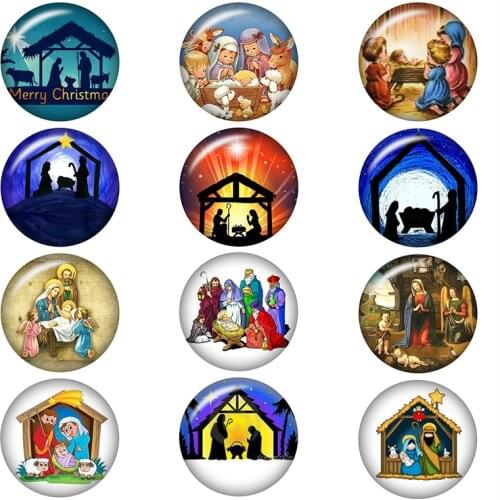 Holiday christmas glass snap button for snaps jewelry Round photo cabochons DA1082