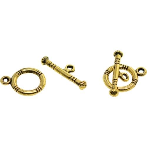 Prettyia 50 Vintage Style Round Toggle Clasp Jewelry Findings Connector Gold