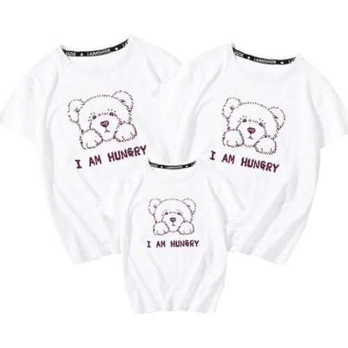 TUONXYE Family Matching Clothes Mommy Mother Daughter Son Outfits Women Mom Short Sleeves Baby Girl Dress Boys Bear T Shirt