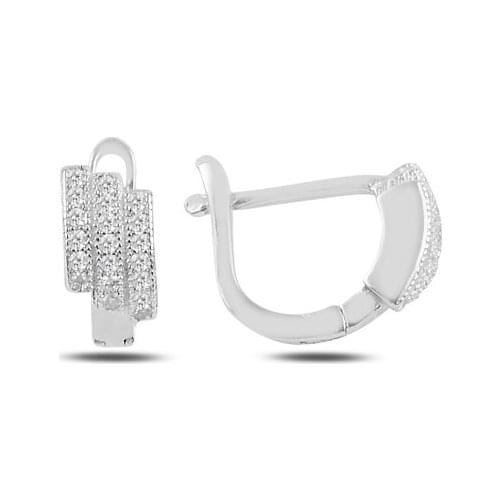 Silver 925 Sterling Zircon Cubic Zirconia J Earrings