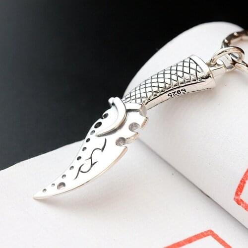 Silverware Wholesale Genuine S925 Sterling Silver Pendants Men And Women Punk Retro Thai Silver Small Dagger Pendant