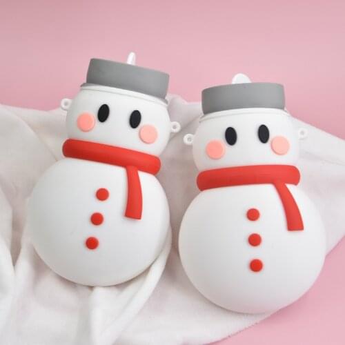 Snowman Kawaii Hot Water Bottle with Strap Silicone Reusable Water-filling Heat Pack Handwarmers for Girls Winter Warm Product