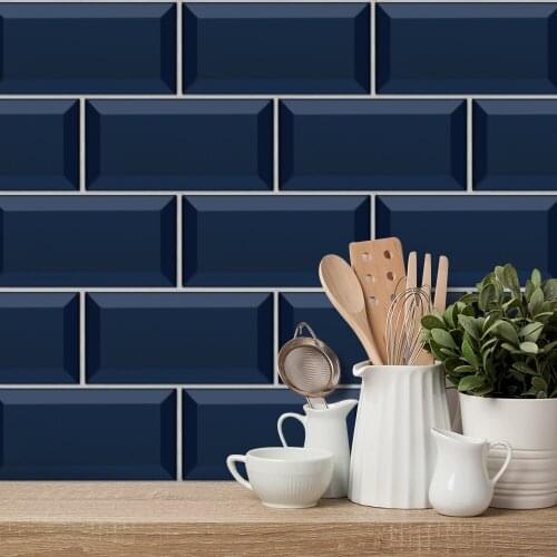 Navy Blue Terrazzo Wall Stickers Retro Oil-proof Waterproof Tile Sticker For Kitchen Bathroom Ground Wall House Decoration