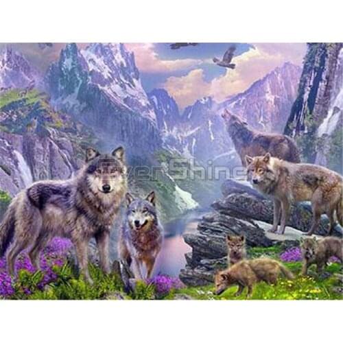 Wolf Animal Printed Fabric 11CT Cross-Stitch Full Kit DIY Embroidery DMC Threads Painting Handiwork Craft Sewing Needle Gift