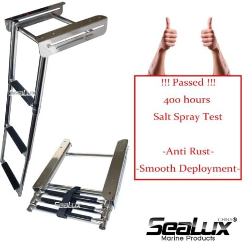 Sealux Under Platform 3-Step Boat Boarding Ladder Stainless Steel Telescoping Swimming Pool Ladder passed 400h salt spray test