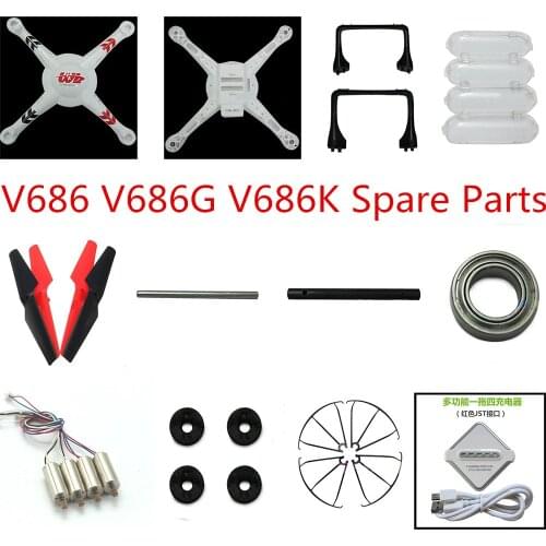 WLtoys V686 V686K V686G RC Quadcopter Spare Parts blade motor gear Blade guard Landing gear Carbon fiber body shell charger etc