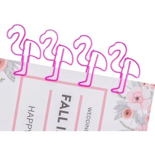 5pcs/lot Cute Pink Flamingo Shapes Small Paper Clips Metal Card File Note Clips for Office School Wedding Decoration