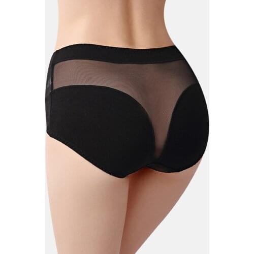 New style push up ladies cotton high waist hip-lift sexy panties high-elasticity plus size mesh lace triangular underwear women