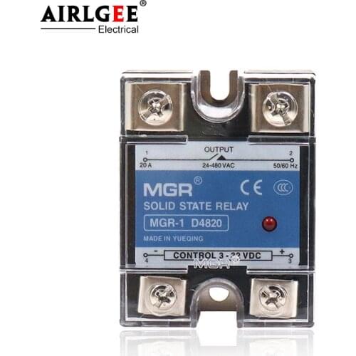 1Pcs solid state relay MGR-1 D4820/SSR-20DA 3-32VDC TO 24-380V AC DC Control AC