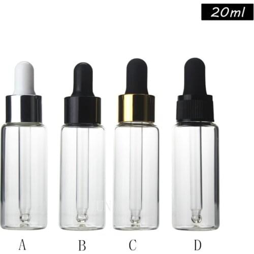 10Pcs/lot 20ml glass dropper bottle Empty cosmetic container Transparent oil refillable bottle,glass dropper bottle