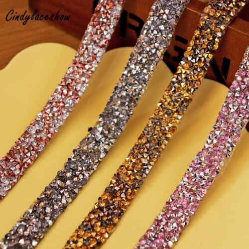 12mm Beaded Rhinestone Crystal Trim Iron On Diamond Ribbon Wrap Dress Trim Sewing Accessories DIY Wedding Party Shoes Decoration