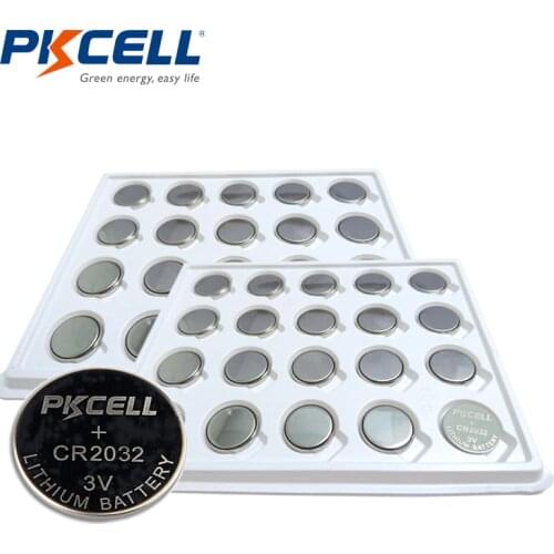 40Pcs PKCELL Battery CR2032 Batteries 3V BR2032 DL2032 ECR2032 2032 SB-T15 Bateria CR 2032 Lithium Button Battery Batteries
