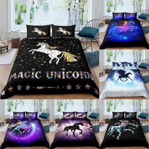 3D Digital Printing Cute Unicorn Bedding Set Duvet Cover Set For Quilt Cover Set Queen King Size Comforter Bed Set Bedclothes