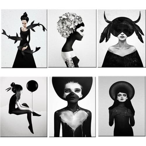 Diamond Painting New Product 5D Black White Butterfly Woman Diamond Embroidery Full Cross Stitch Kits for Home Decor