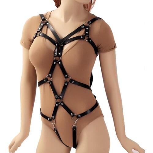 BDSM Bondage Rope Leather Harness Toys For Women Adult Game Fetish Full Body Suspenders Straps Garter Belt Sex Accessories Set