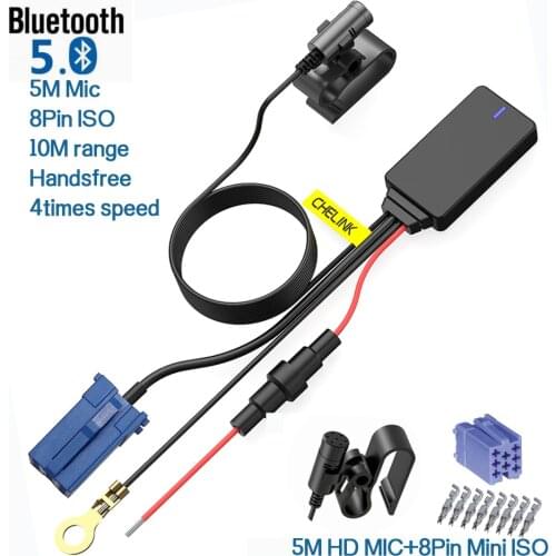 Wireless Bluetooth 5.0 Module Aux Cable 8pin ISO Adapter Dongle Audio Stereo For Fabia Skoda Polo Golf Passat Toura