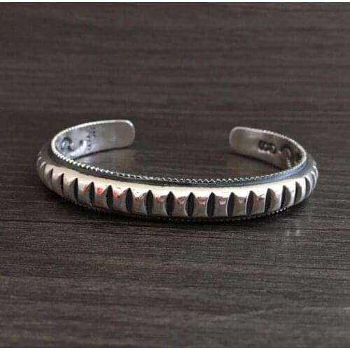39.5g Solid Silver 925 Mens Bracelet Thick Band Gear Cuff Bangle Brief Design Real Sterling Silver 925 Mens Jewelry Top Quality
