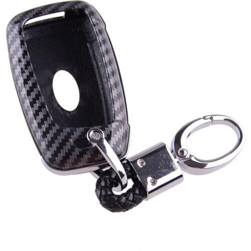 Car 3 Button Key Cover Case Fob Fit For Hyundai Palisade Venue Accent Santa Fe Veloster Kona Elantra GT 2020 Carbon Fiber Style