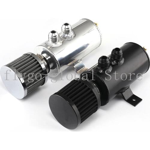Black Aluminum 10AN Oil Catch Can Reservoir Tank +Breather Filter Baffled Kit