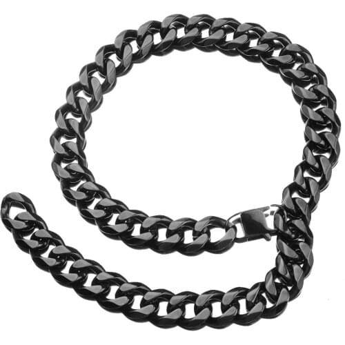 10/13/15/17/19mm Xxxtentacion Choker Tail Heavy Stainless Steel Black Cuban Curb Chain Necklace Or Bracelet Mens Jewelry 7-40"