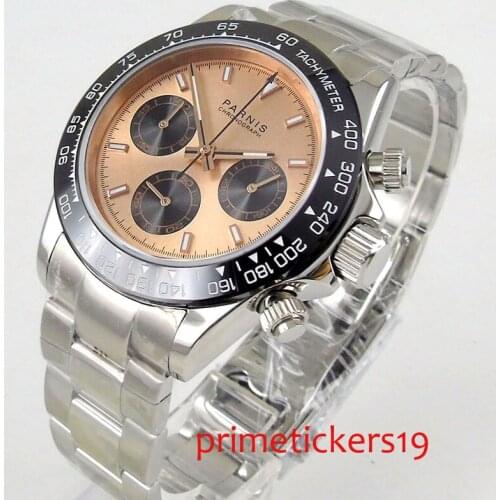 39mm beige dial stainless steel strap black bezel polished case quartz movement mens watch PA1197