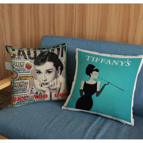 Audrey Hepburn Poster Design Printing Throw Pillows Beautiful Woman Decorative Sofa Chair Cushion Pillowcase almofadas 45x45cm