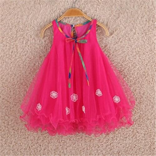Children Girls Mesh Princess Dress Fashion Baby Summer Sleeveless Lace up Party Casual Kids Girl Clothing for 2-7 Years