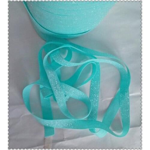 Stretch Metallic Headband Ribbon Aqua Sparkle Ribbon 3/8" Elastic Glitter Velvet Ribbon