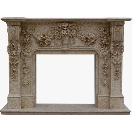 Natural stone fireplace mantel frame with European style marble carving
