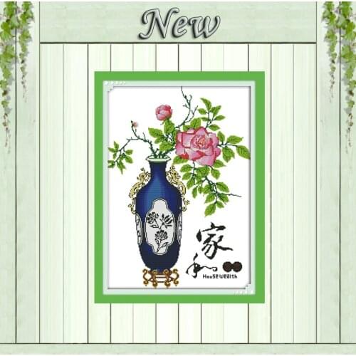 Riches and honour flowers paintings counted printed on canvas DMC 14CT 11CT Chinese Cross Stitch Needlework Sets Embroidery kits